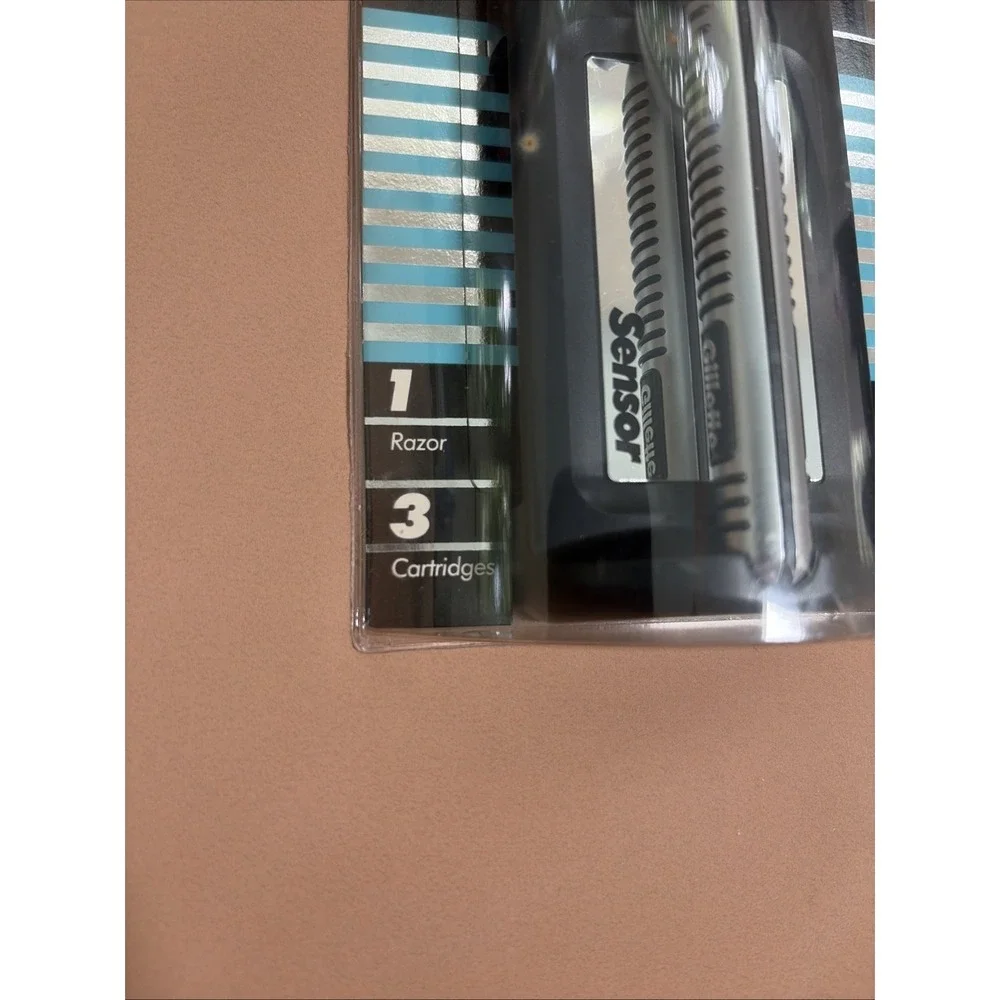 Gillette Sensor Razor (1989) - 3 Cartridges - HANDLE MADE IN USA New Old Stock